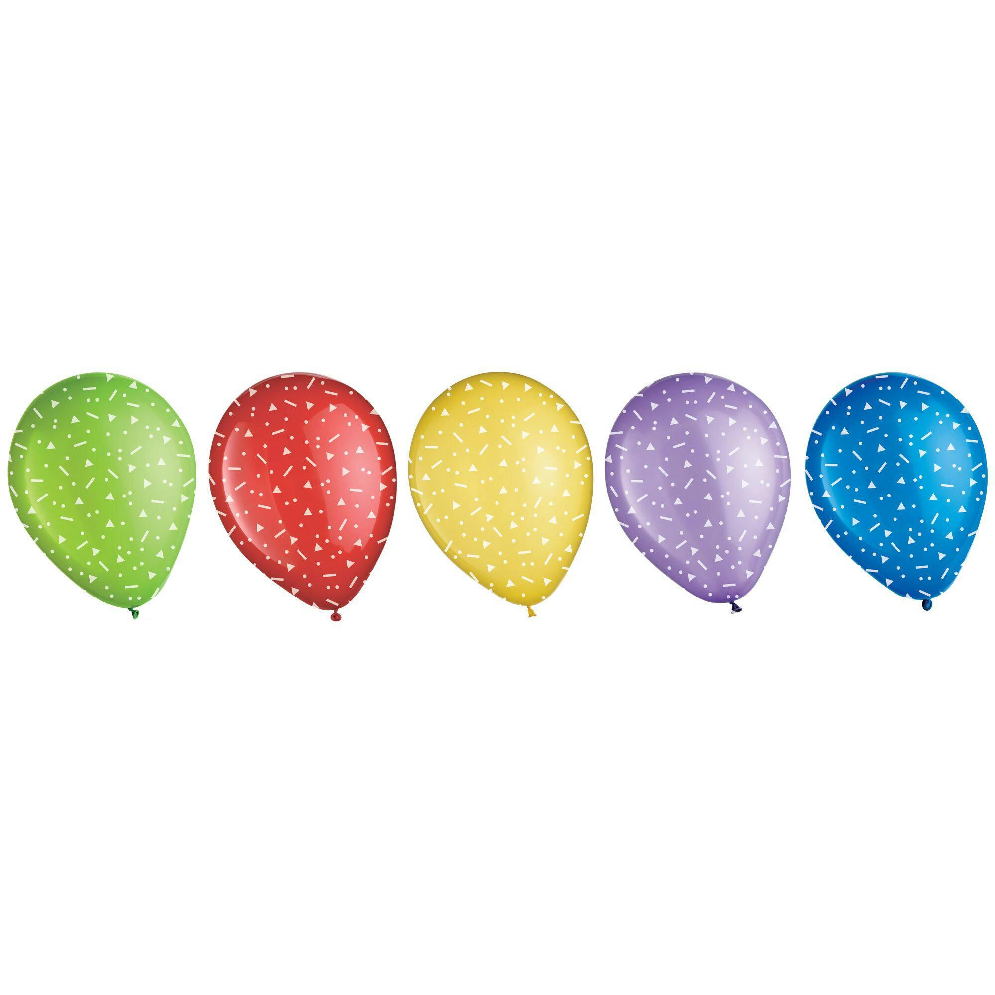 Primary Colours Confetti Latex Balloon Pack, 11-in, 15-pk