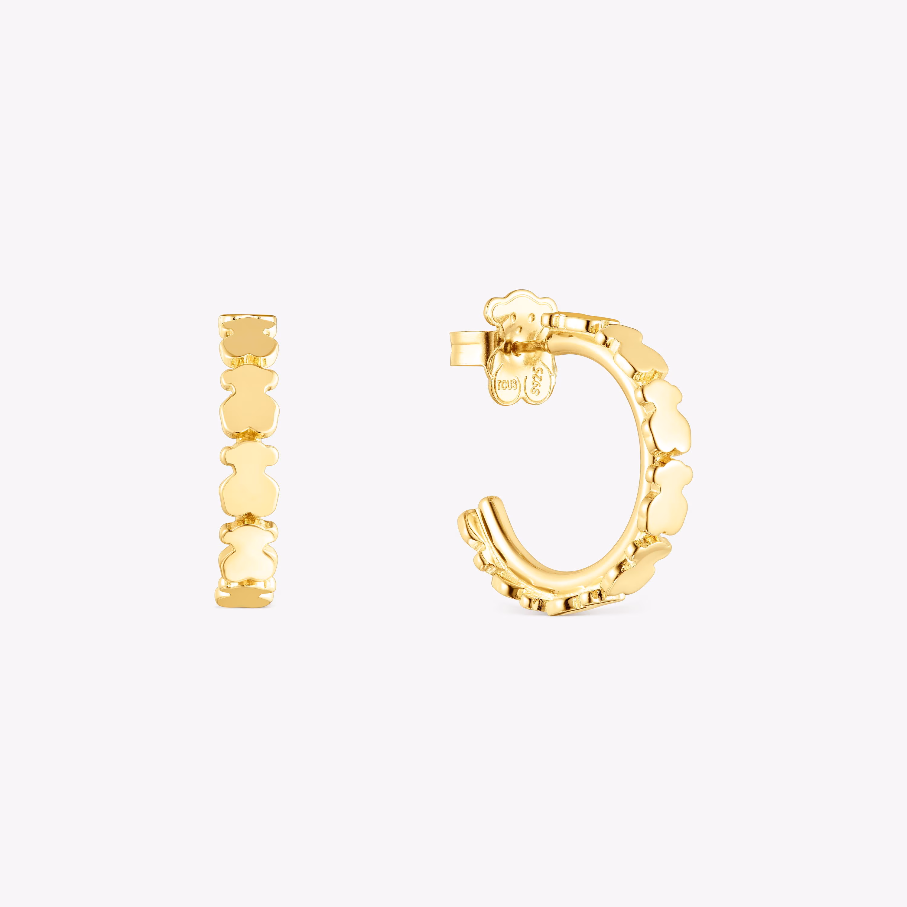 Pendientes aro con baño de oro 18 kt sobre plata Straight