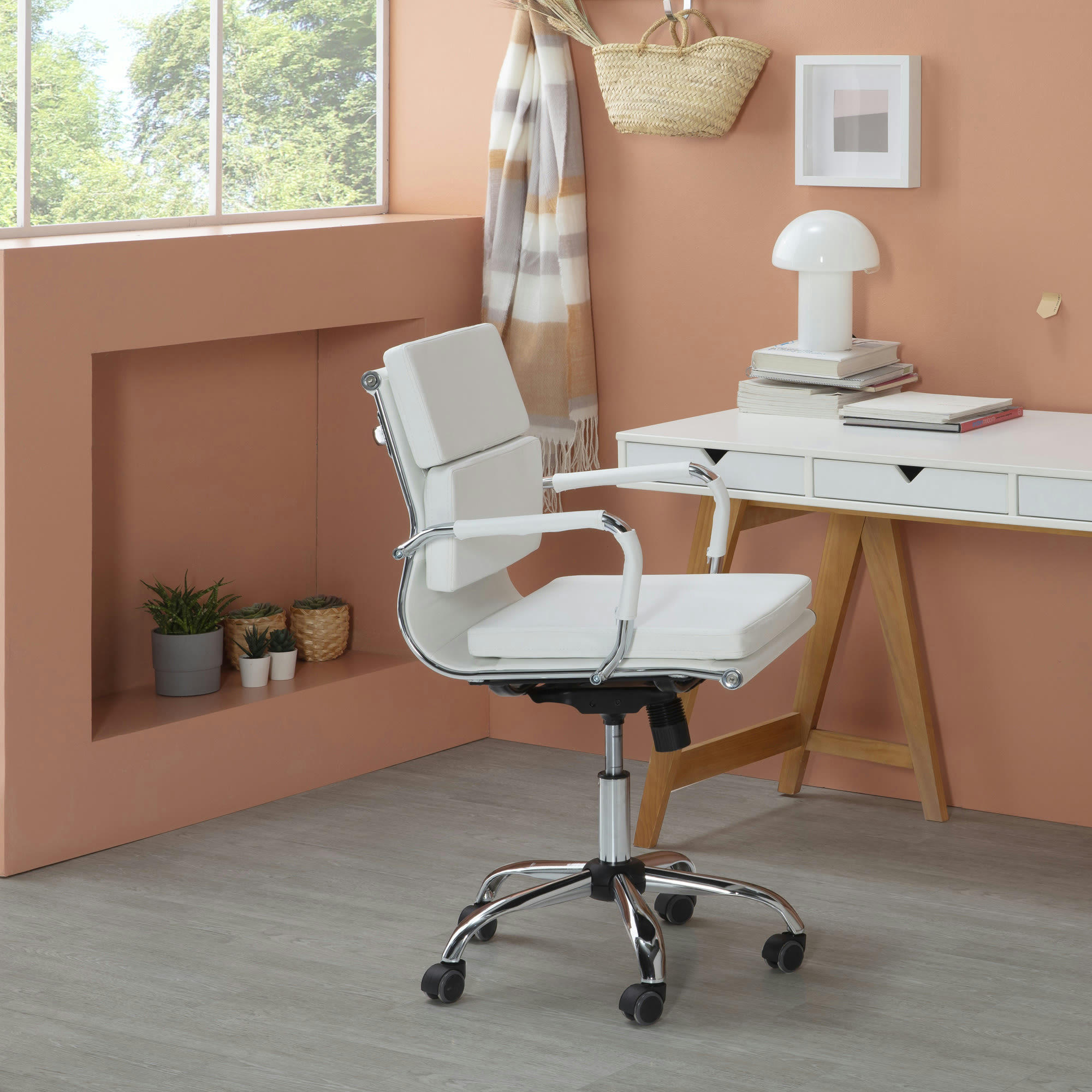 FENIX - Fauteuil de bureau inclinable blanc, cuir synthétique