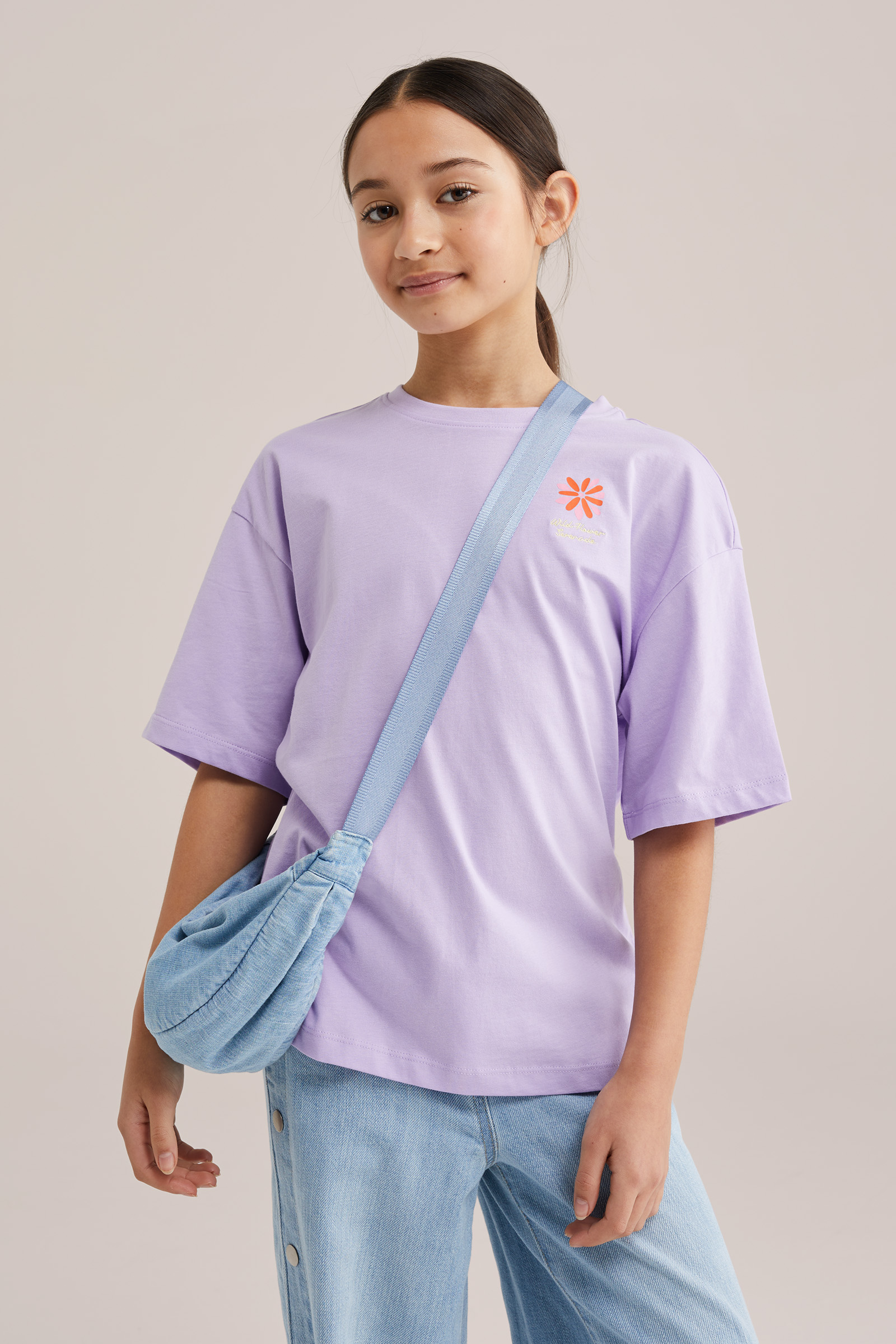 Meisjes oversized T-shirt met print