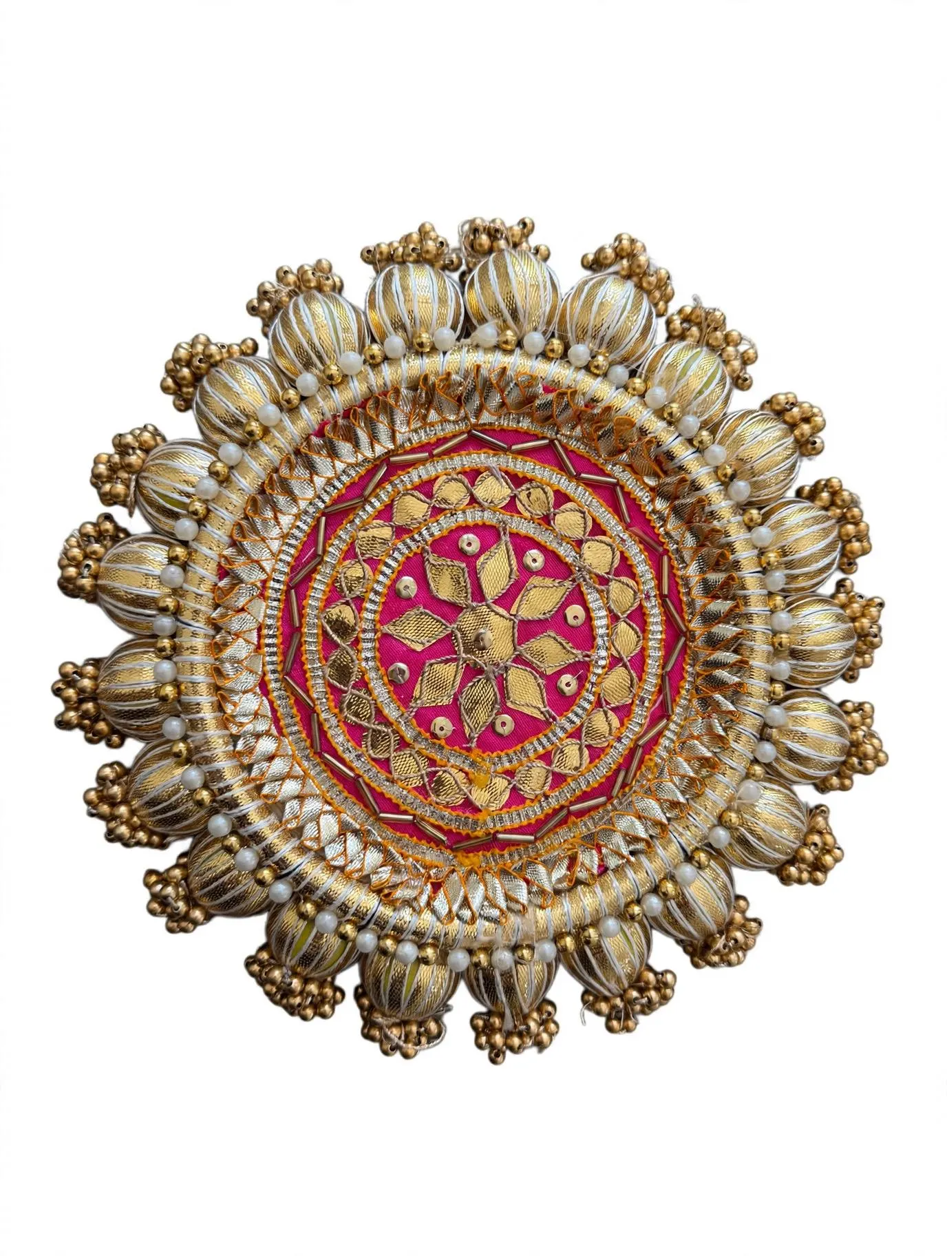 Handcrafted Gota Patti Decorative Platter | Indian Festive Tray, Diwali, Wedding, Pooja Thali - PAIR