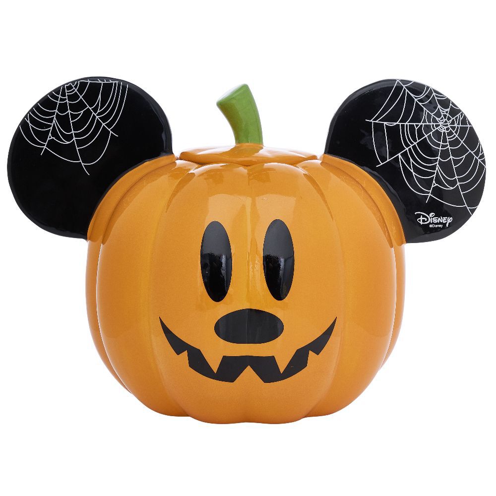 Bonbonnière Disney Mickey citrouille orange et noir 2 faces Ø14xH18cm