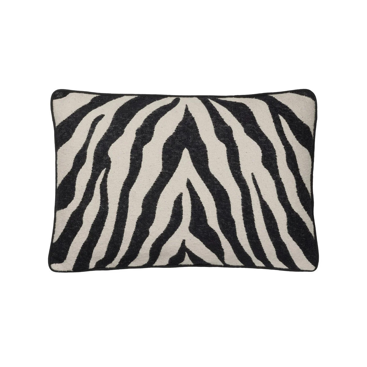 Broste Copenhagen - Zebra Kissenbezug, 40 x 60 cm, black / light beige