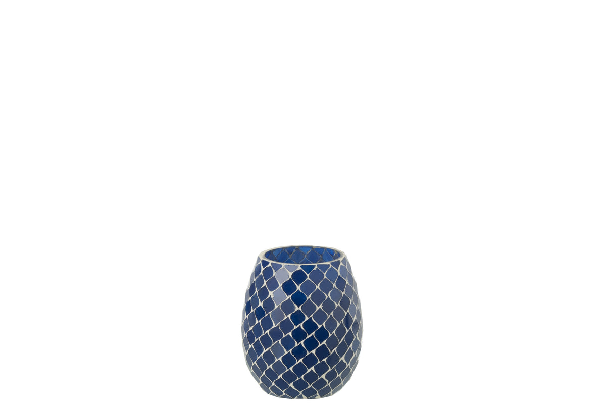 J-Line geurkaars Mia Mozaiek - Juniper Love - glas - blauw - small - 90U