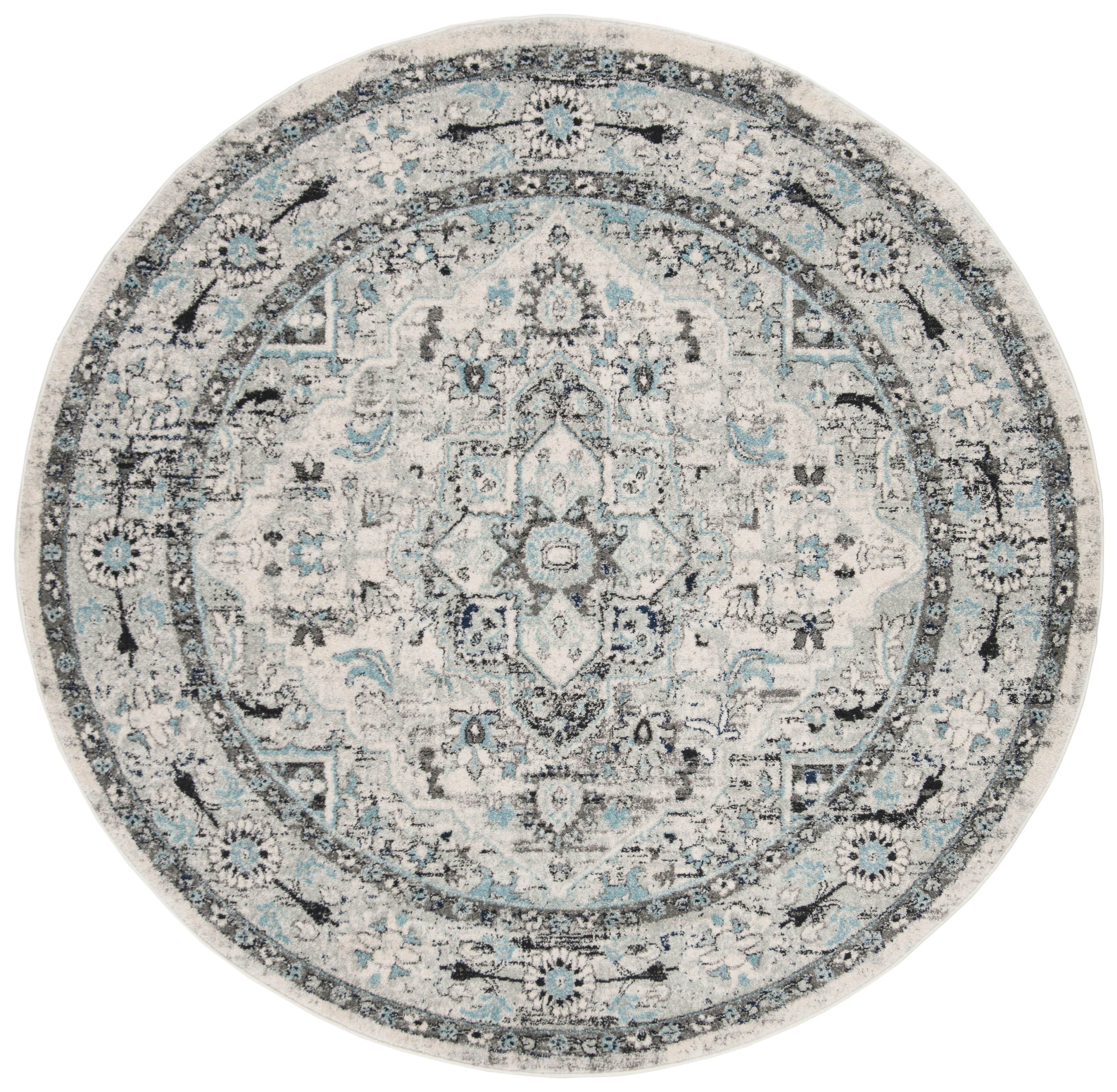 MADISON - Tapis de salon interieur en gris clair & bleu, 201 x 201 cm