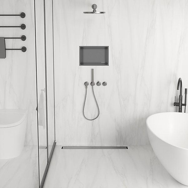 Balneo Caniveau linéaire double face Duplex Next 2 en 1 Gun Metal graphite 90 cm