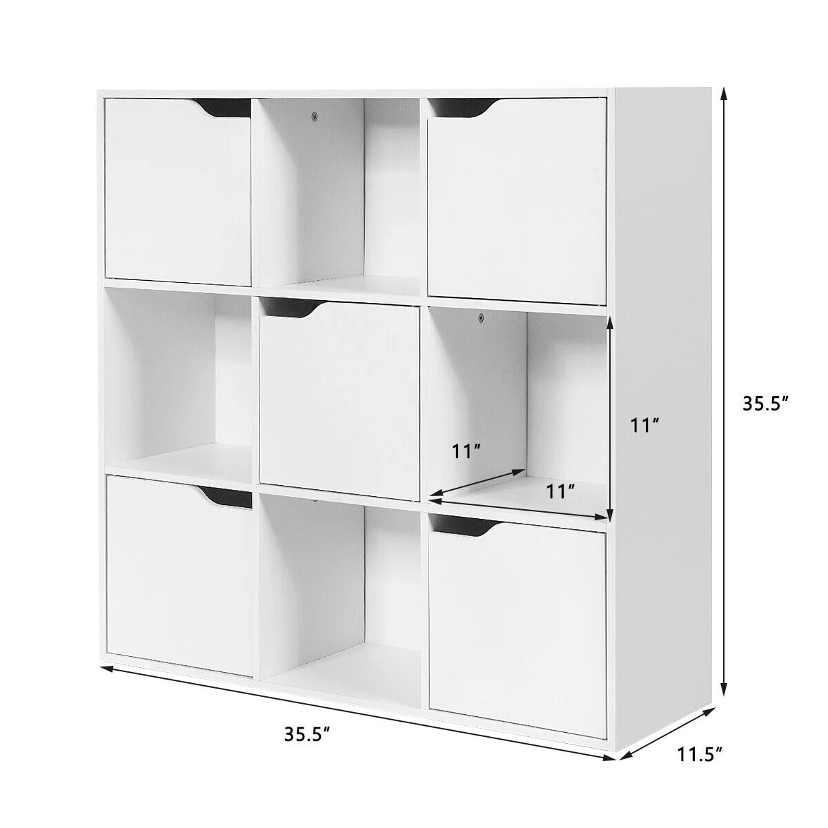 Gymax 9 Cube Bookcase Cabinet Wood Bookcase Storage Shelves Room - See Details