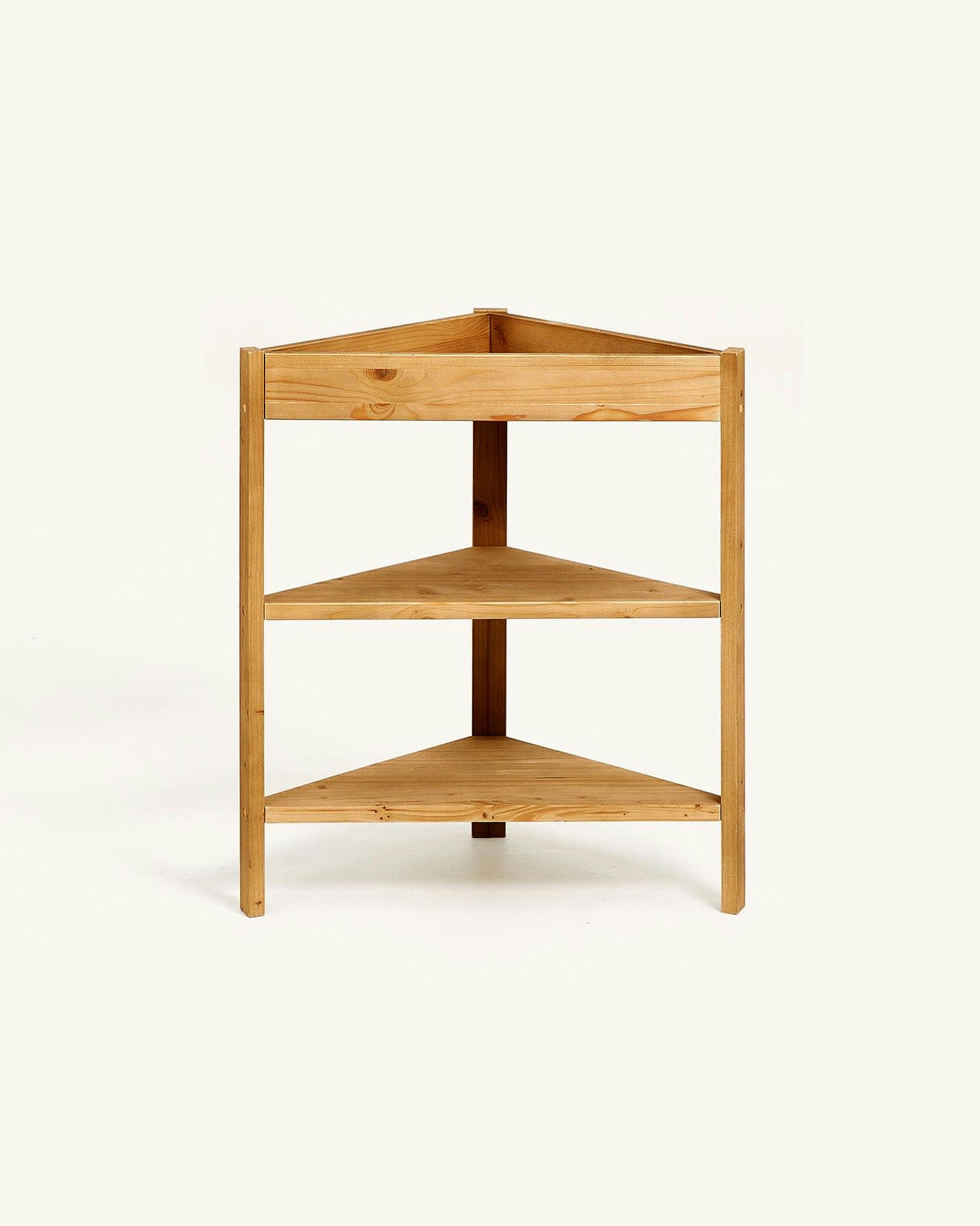 MAURO - Etagère d'angle en bois de couleur marron clair