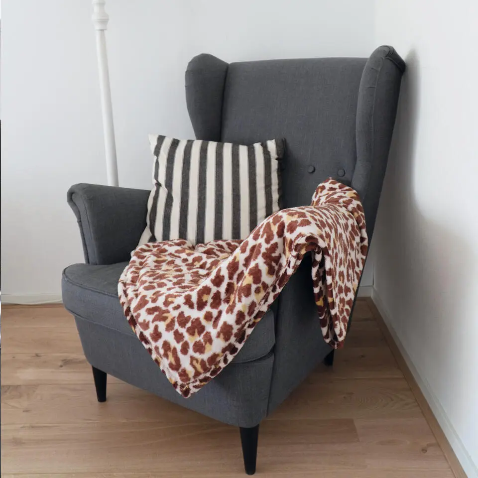 Bellatio design Plaid - fleece deken - panter print - 120 x 160cm