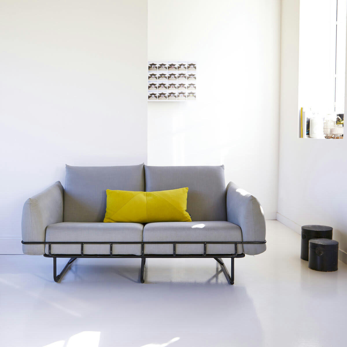 JONAS - Canapé en tissu gris, 2 places