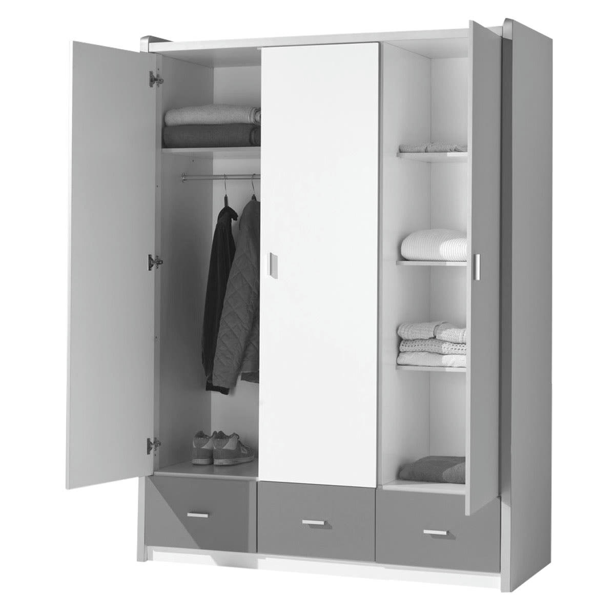 BONNY - Armoire 3 portes gris