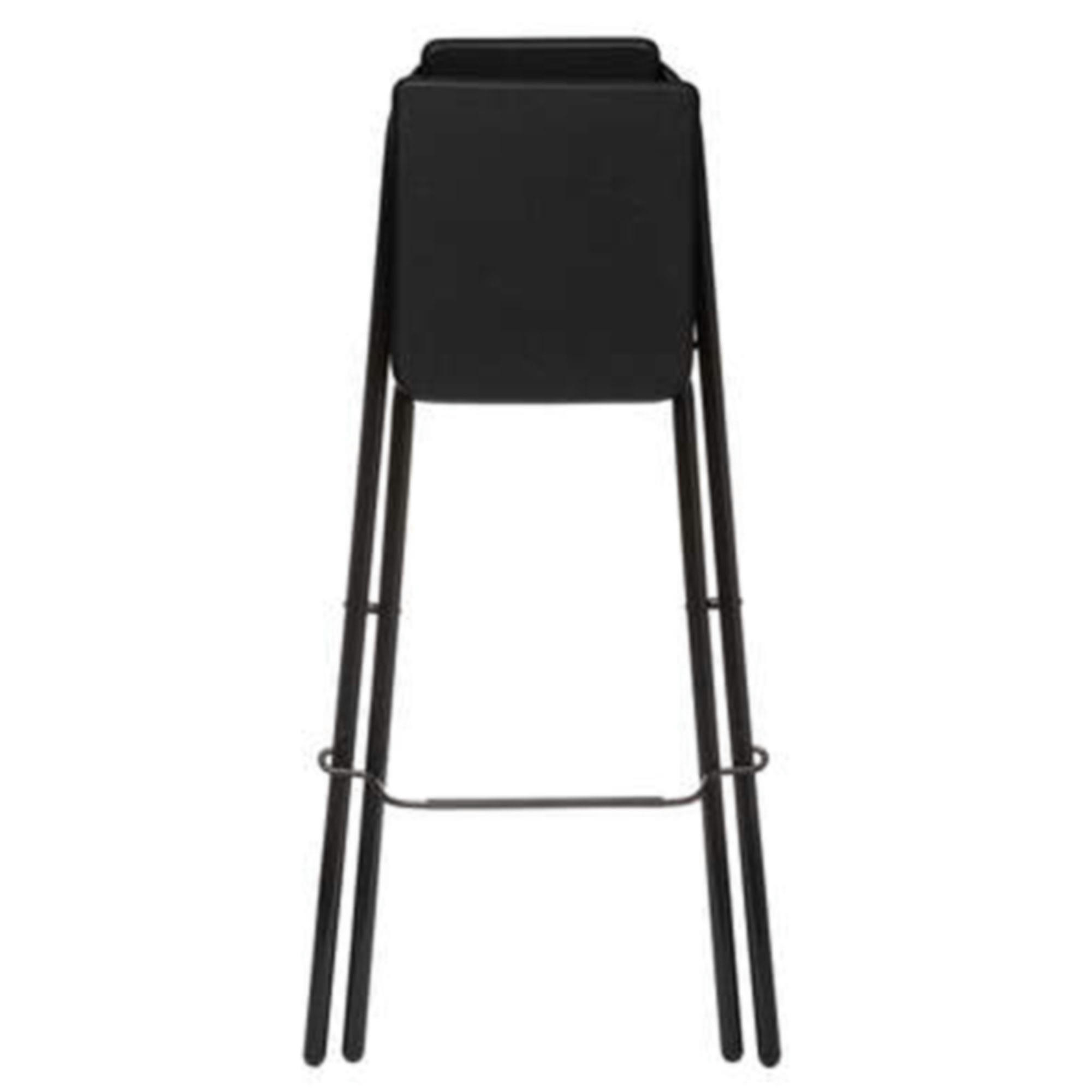 - Tabouret de bar noir bois et métal avec dossier pliable