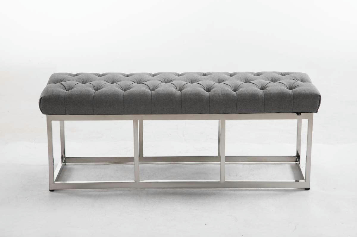 AMUN - Banquette avec pieds en métal assise en tissu Gris