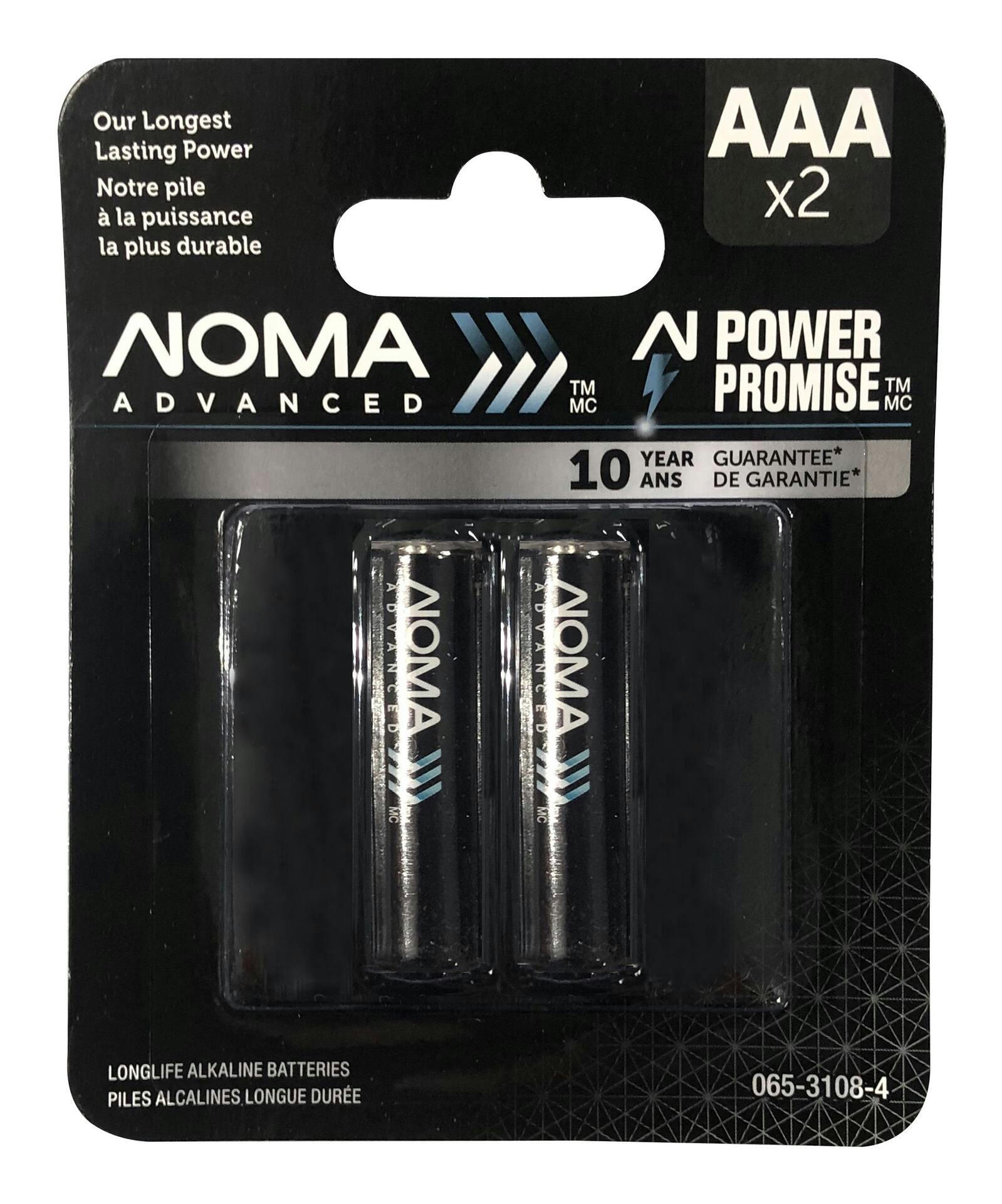 NOMA Advanced 2-pk AAA Alkaline Batteries, Long Lasting, All Purpose