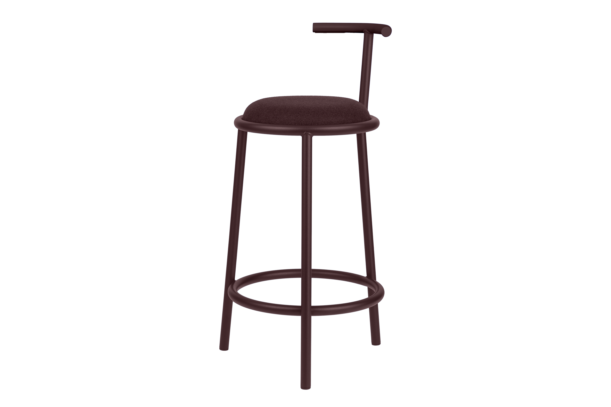 noo.ma Wine Berry barkruk - metalen frame, zachte gestoffeerde zitting
