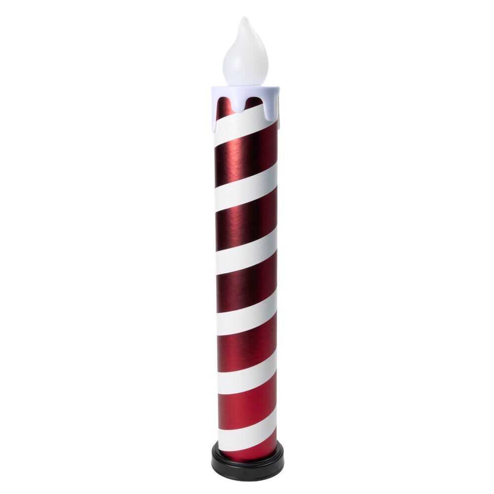Bougie de No&euml;l XXL lumineuse 12LED plastique rouge et blanc Ø14xH82cm
