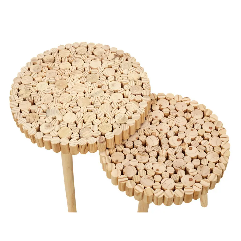 Home Deco Factory Bijzettafel - 2x stuks - hout - metaal