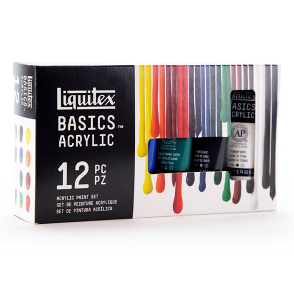 AKRYLFARGE BASEPALETT LIQUITEX SETT 12 FARGER