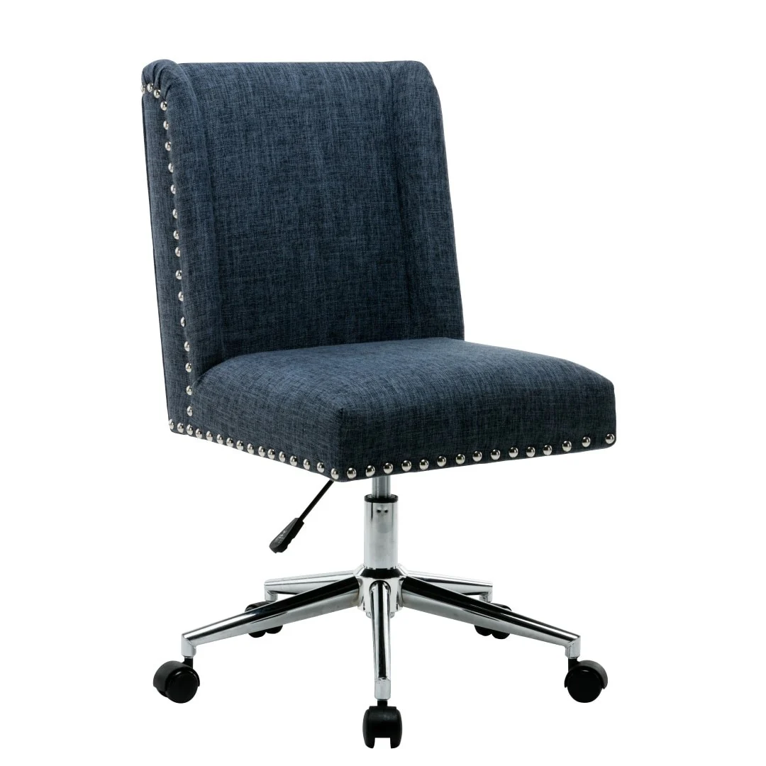 Porthos Home Office Chair With Fabric Upholstery, Studded Design