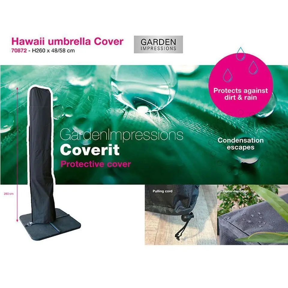 Garden Impressions parasol S 250x250 d.grijs/l.grijs met voet en hoes