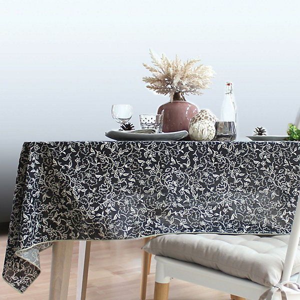Nappe noire avec lignes écrues LINETTE