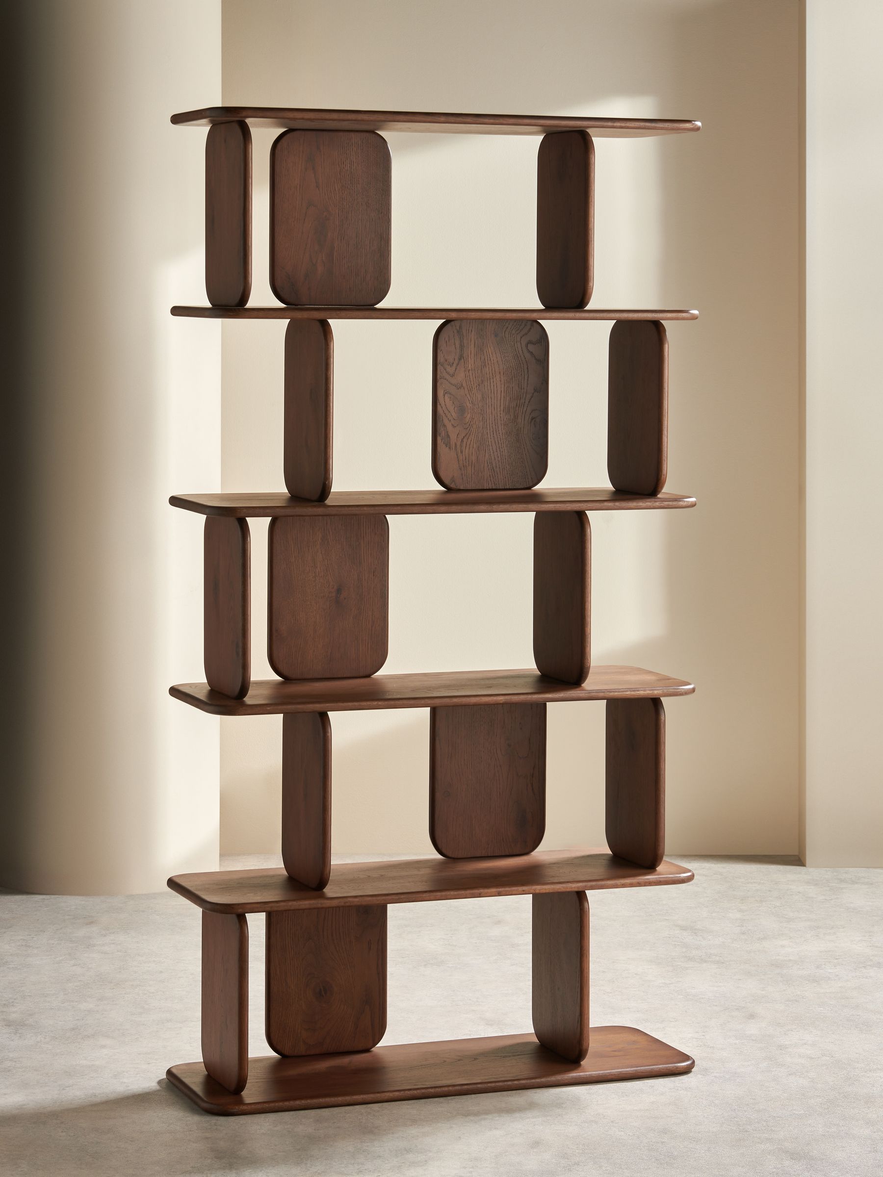 Nyla Tall Shelving Unit in Dark Stain Oak