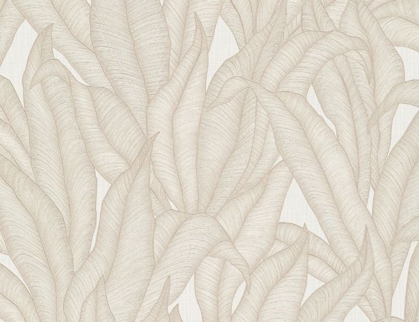 Vliestapete Blätter Creme, Beige