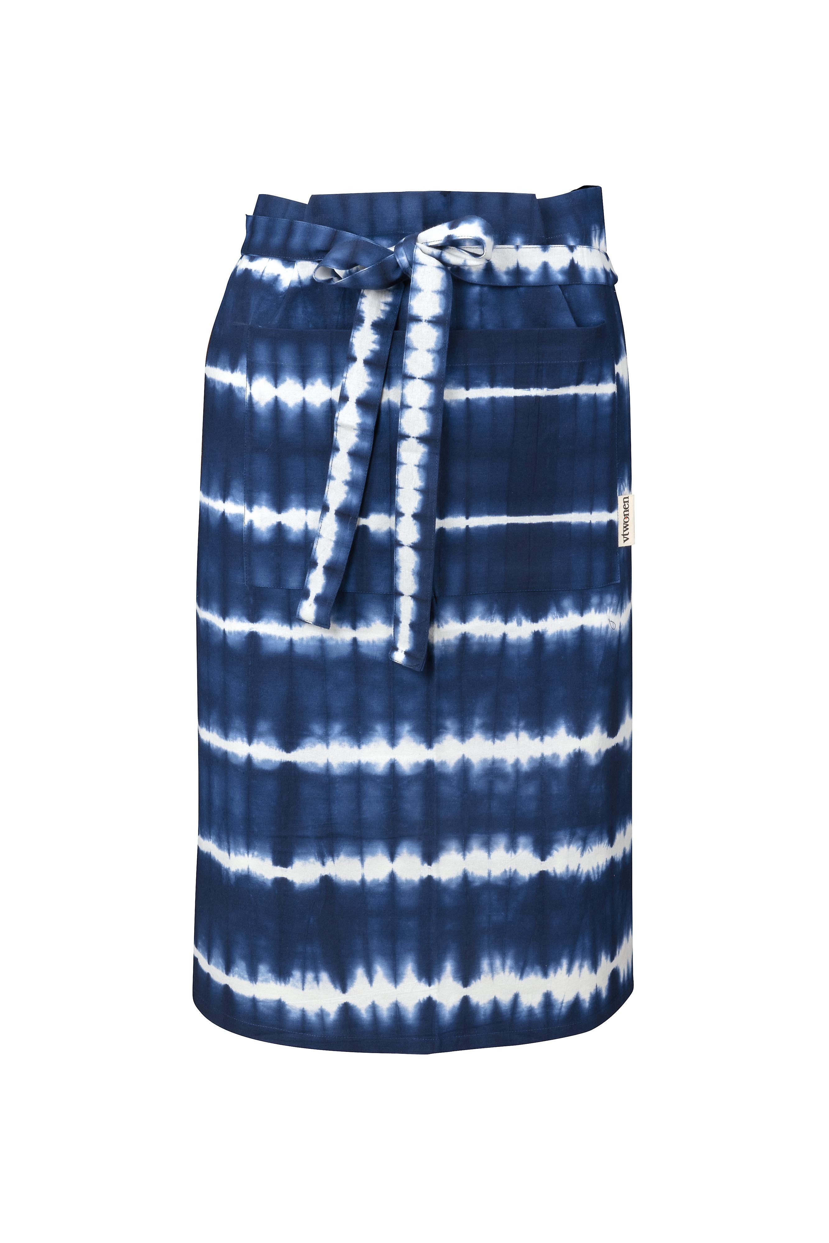vtwonen - Keukenschort Tie Dye - Blauw, Wit - 66x110cm
