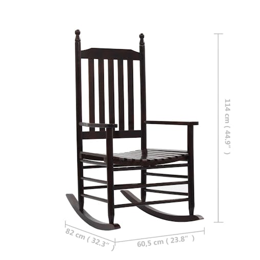 NNEVL Rocking Chair with Curved Seat Brown Poplar Wood