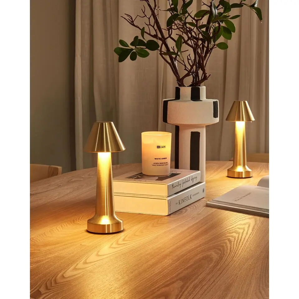 JOANES - Set van 2 tafellampen - Goud - IJzer