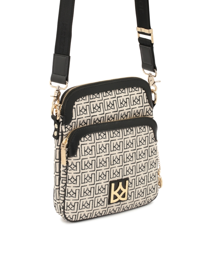 Ladies’ fabric urban bag with an embroidered pattern