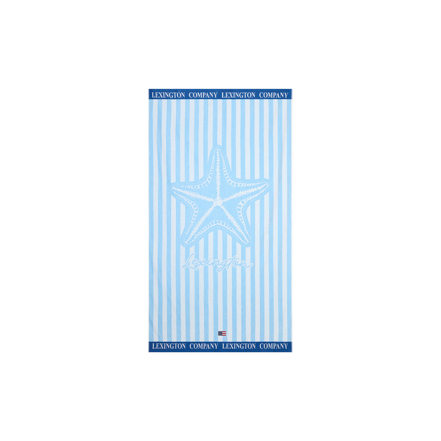 Summer Cotton Velour Beach Towel, blue/white