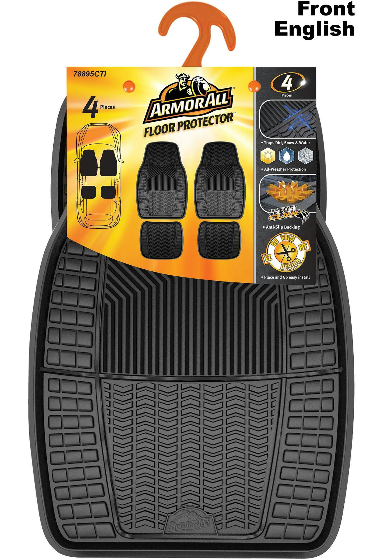 Armor All No Trim Car Floor Mats, Black, 4-pk