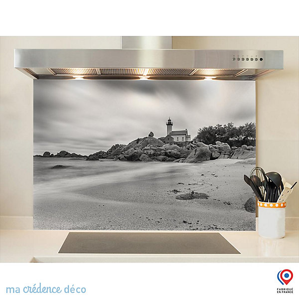 Crédence cuisine fond de hotte Phare de Pontusval - Verre trempé - L 60 cm x H 45 cm - MaCrédenceDéco