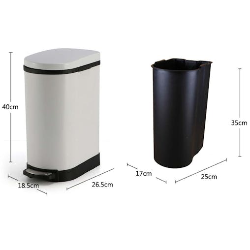 SOGA 4X Stainless Steel Foot Pedal Bin U Shape White 10L