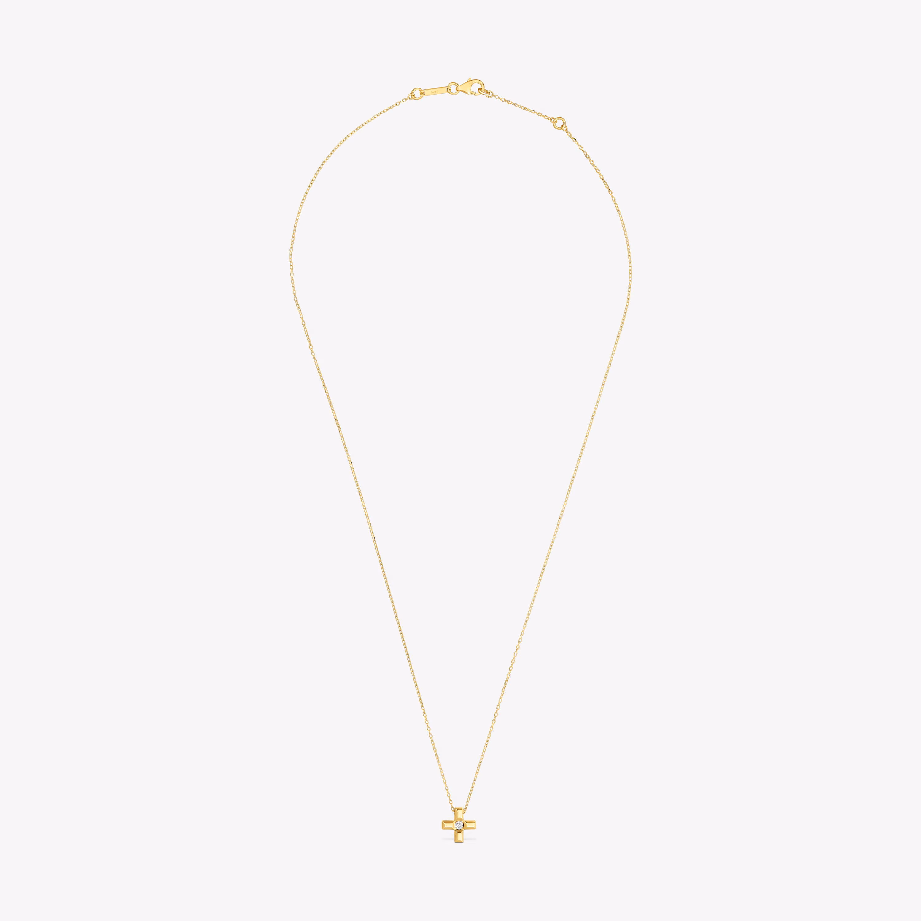 Collar corto cruz de oro y diamantes Basics