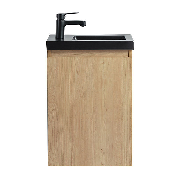 Pack Meuble Lave-main prémonté bois-Vasque noire-Robinet noir - bain-bain