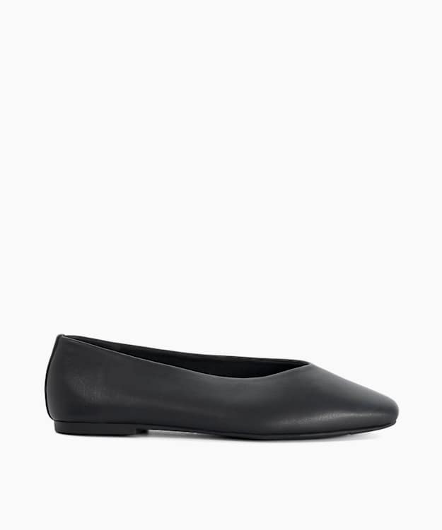 Hobby Black - Leather Pointed-Toe Ballet Flats