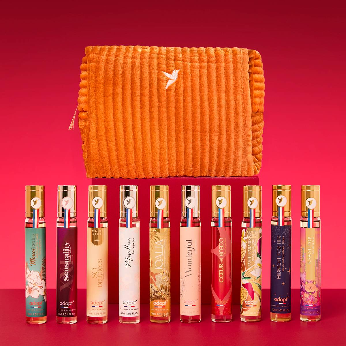 Kit Trousse parfums best sellerTrousse en velours - 10 eaux de parfum 30 ml