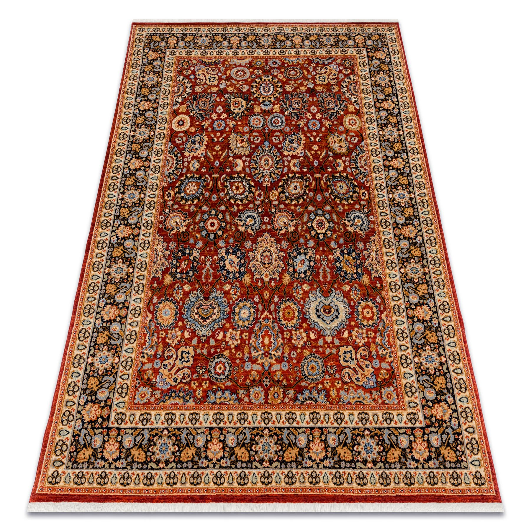 Dywan wełniany KESHAN Frędzle, Ornament, ramka orientalny 80x145 cm