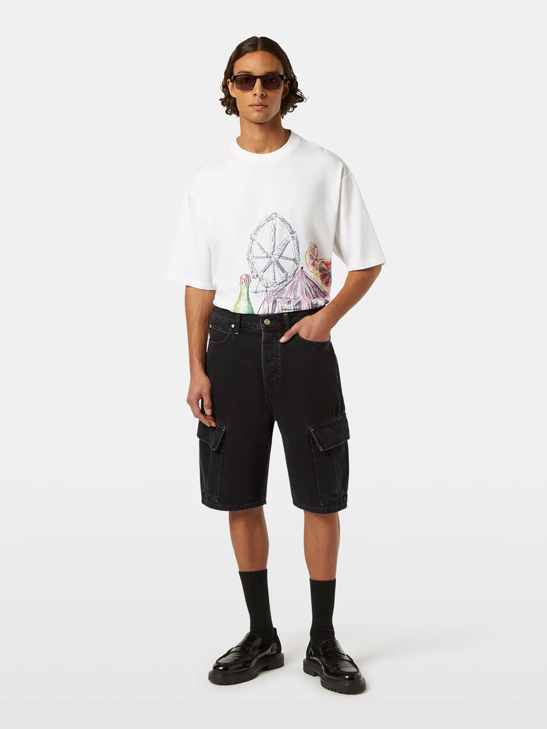 The Strand Loose Denim Cargo Short | Black Buzz