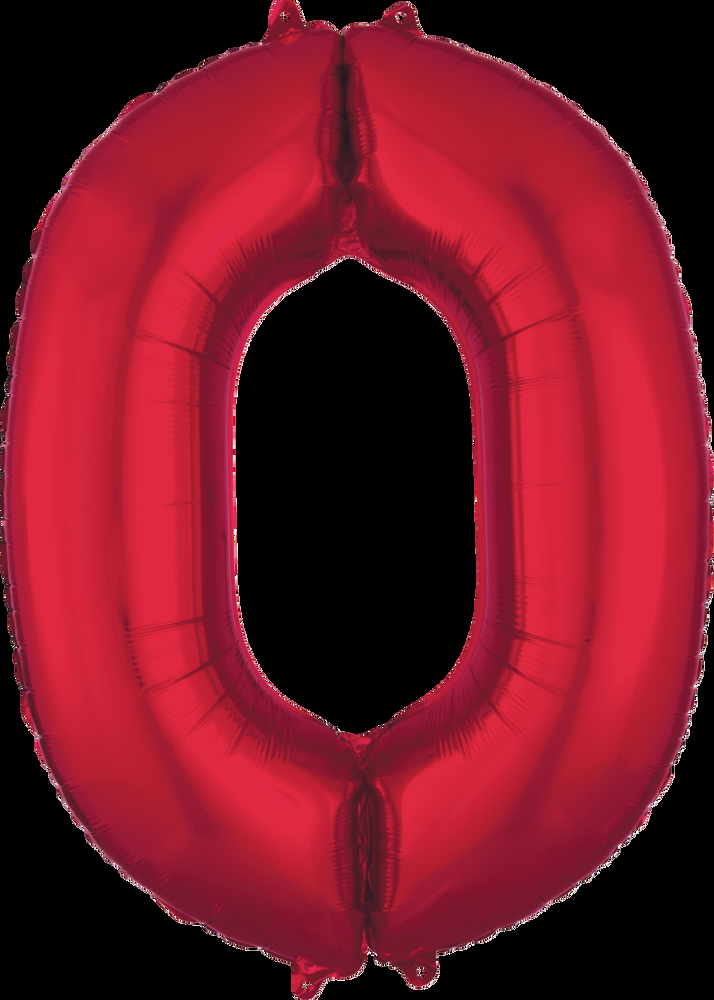 0-9 Numbers Satin Foil Balloon, Red, 34-in, Helium Inflation & Ribbon Included for Birthday/Graduation/New Year's Eve/Anniversary