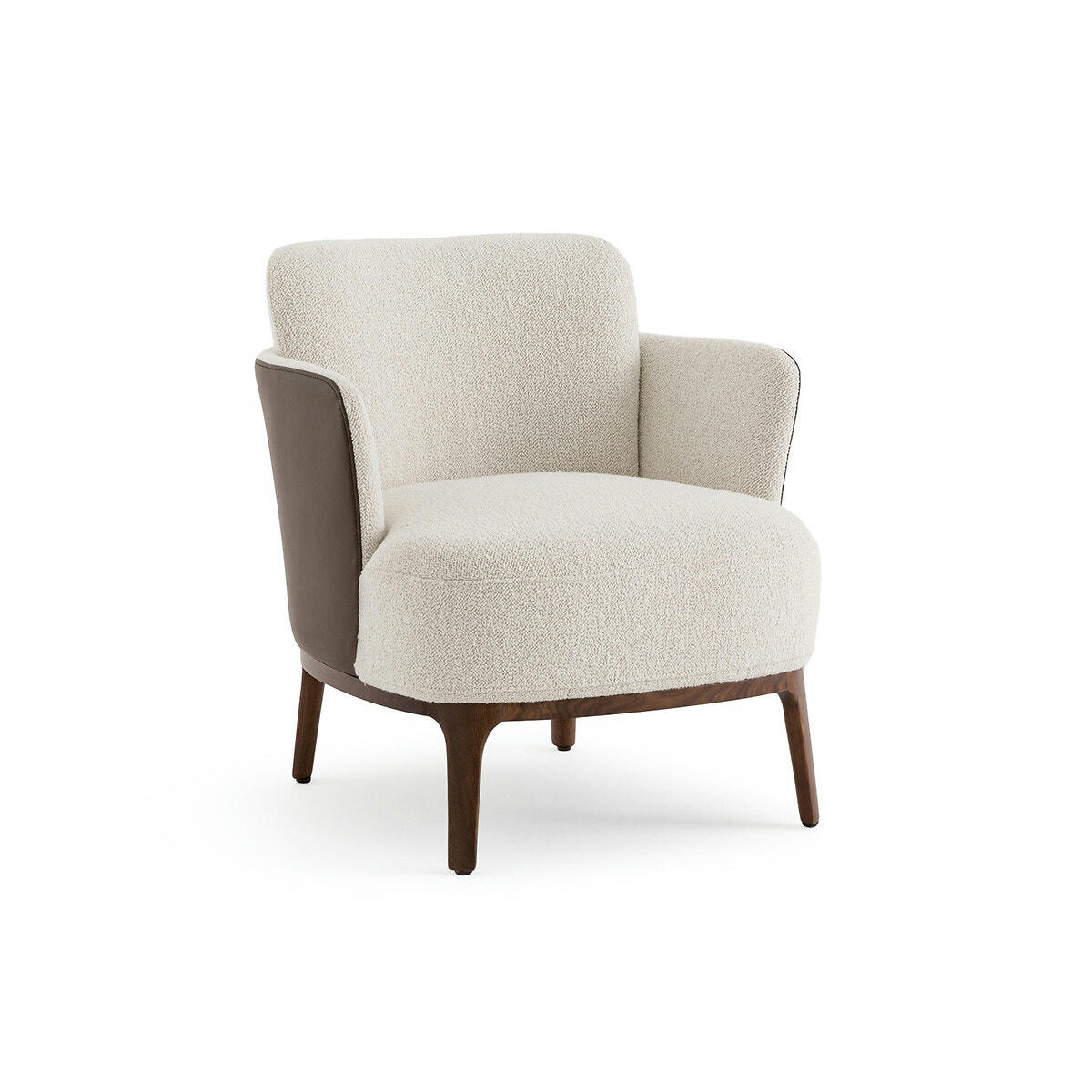 Fauteuil en noyer et tissu bi-matière, Jabote