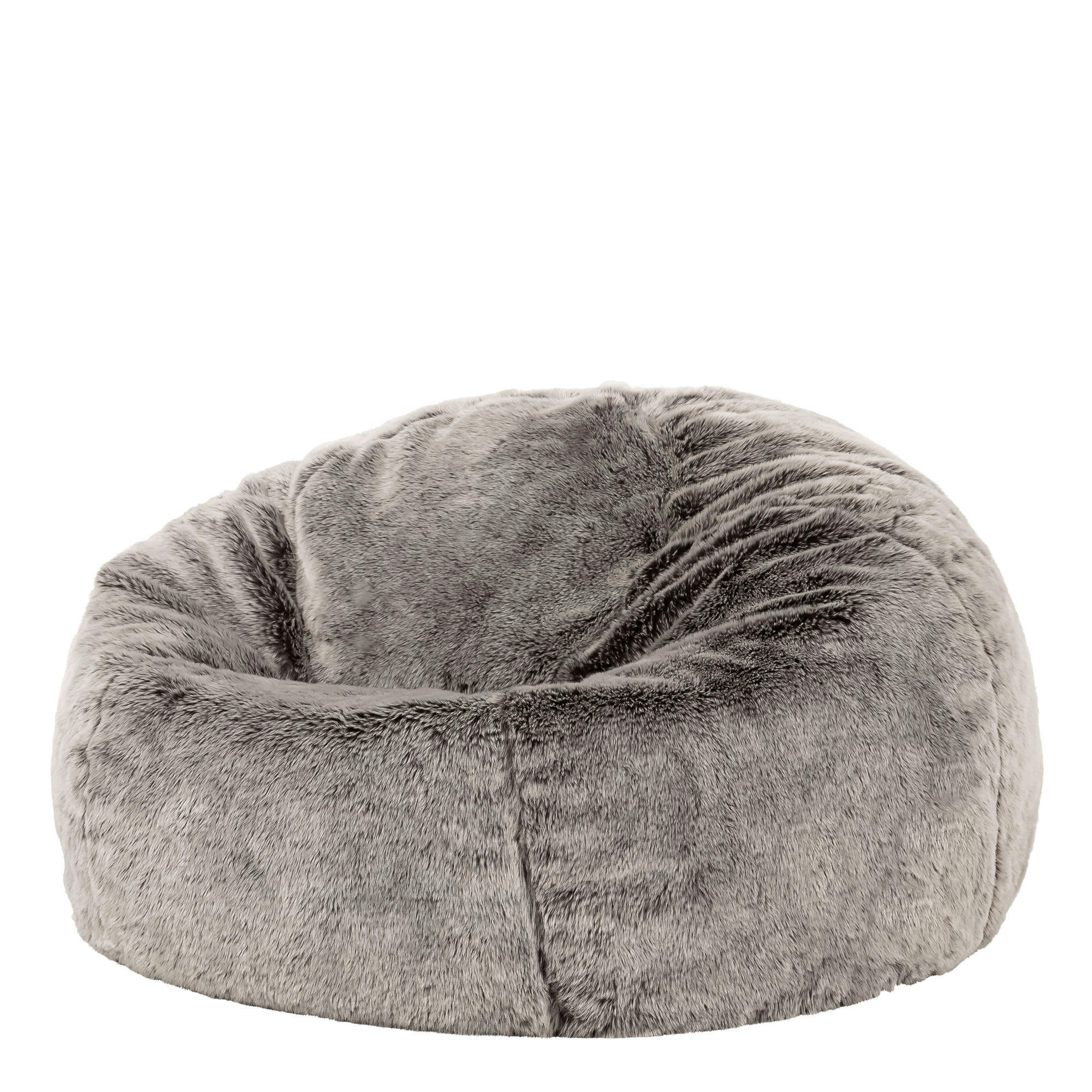 - Pouf fausse fourrure gris loup
