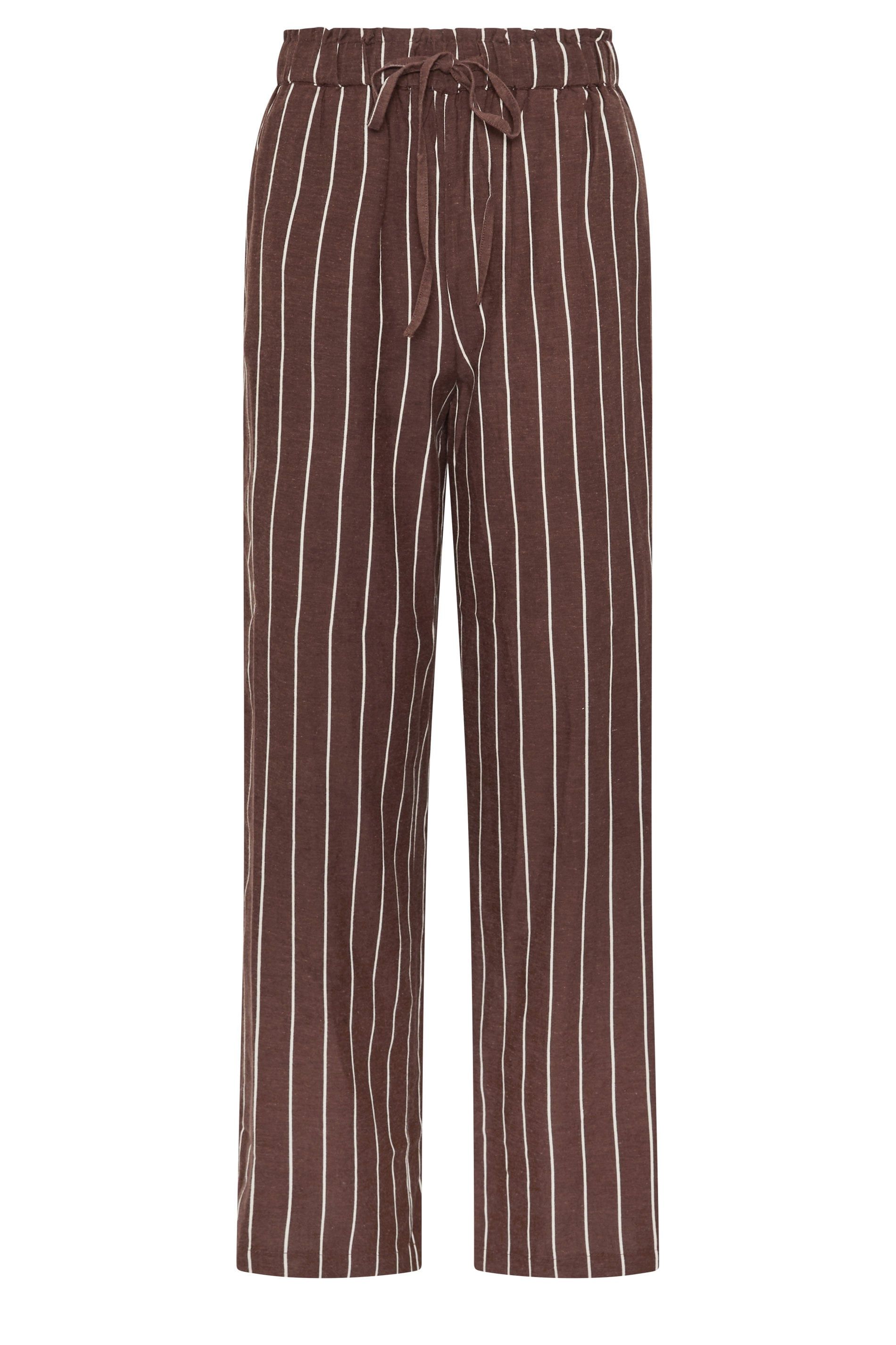 Long Tall Sally Tall Stripe Linen Wide Leg Trousers