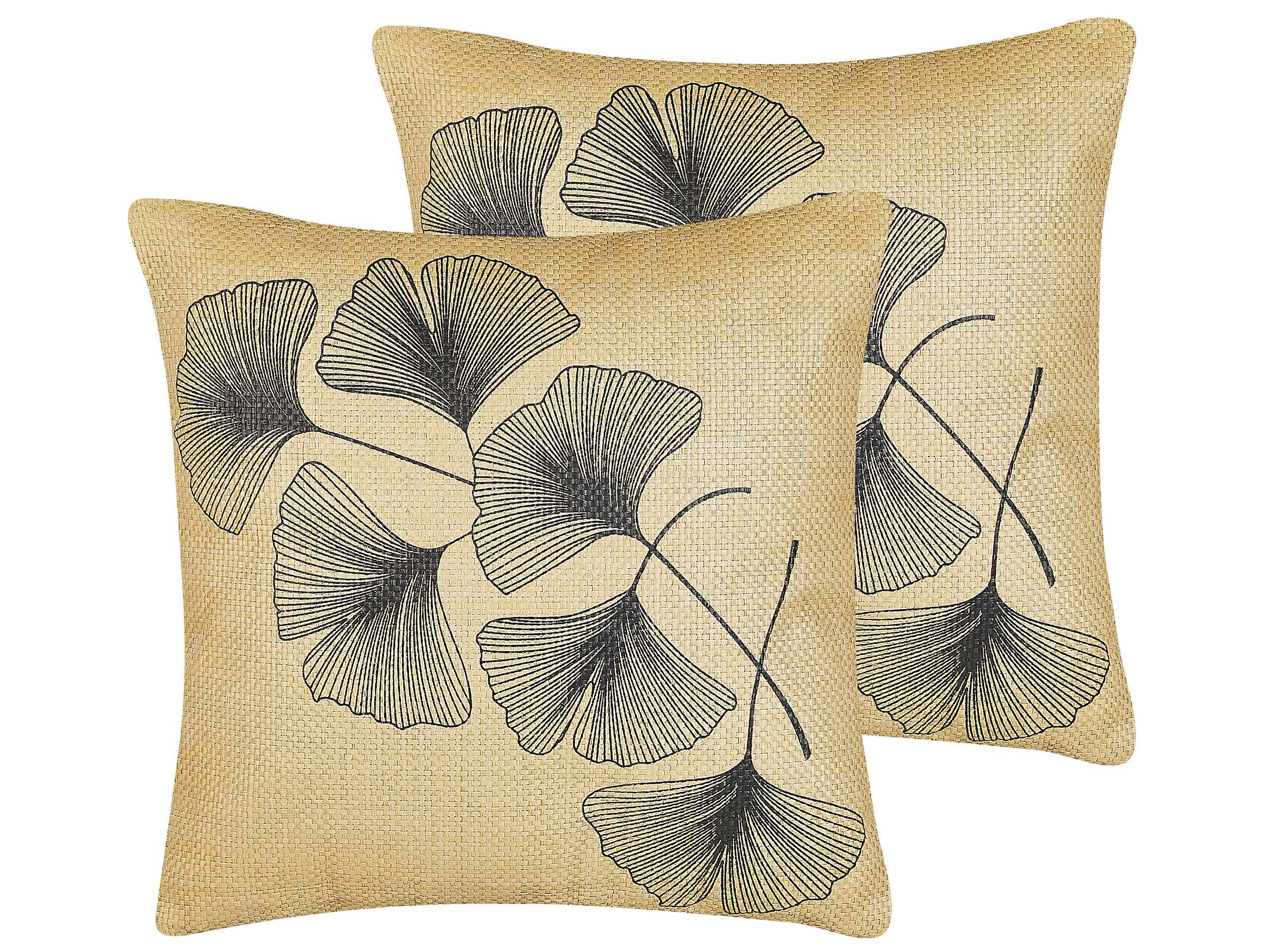 WAKAD - Lot de 2 coussin décoratifs en tissu beige 45x12cm