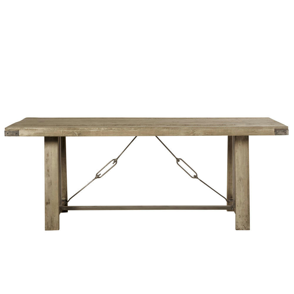 Crafter - Table à manger indus 8/10 personnes en manguier et métal L205
