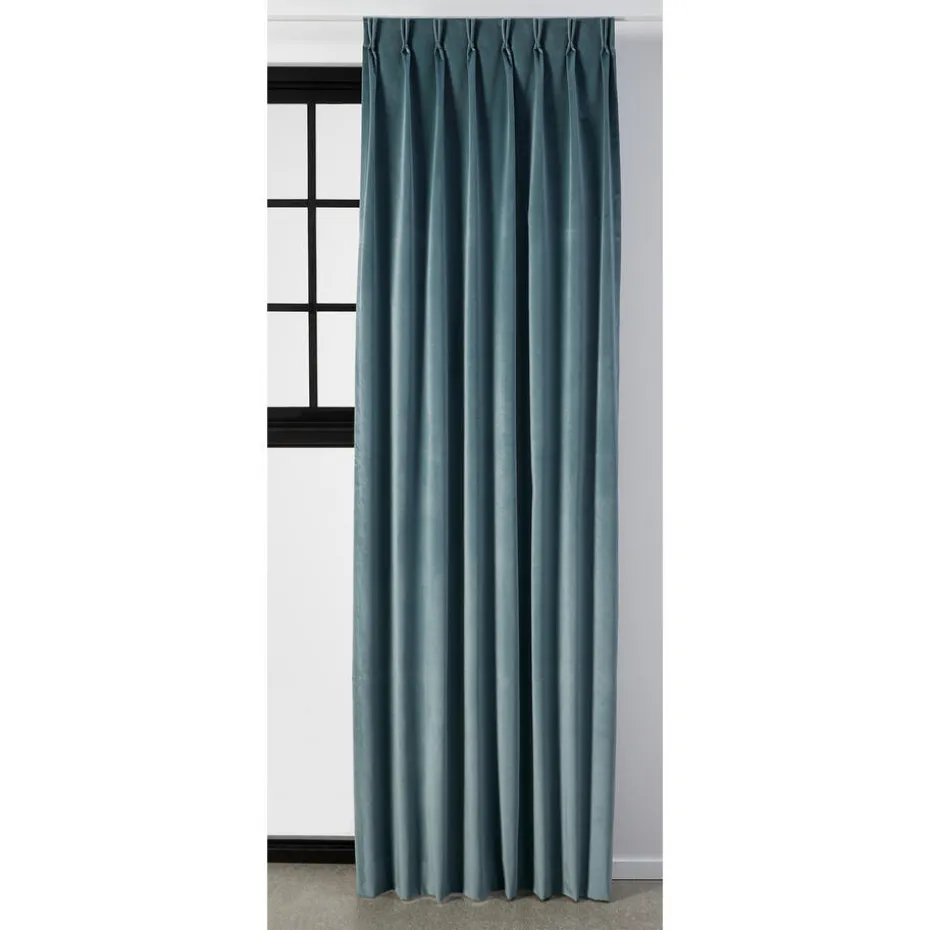 Kwantum Vouwgordijnen | Gordijnen | Gordijn Velours Romeo blauw Grijs
