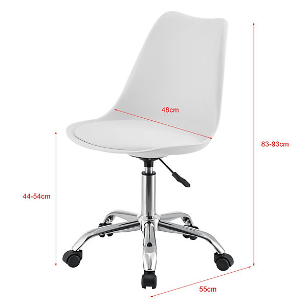 Chaise de Bureau Atherton à Roulettes Réglable en Hauteur Similcuir Blanc en.casa