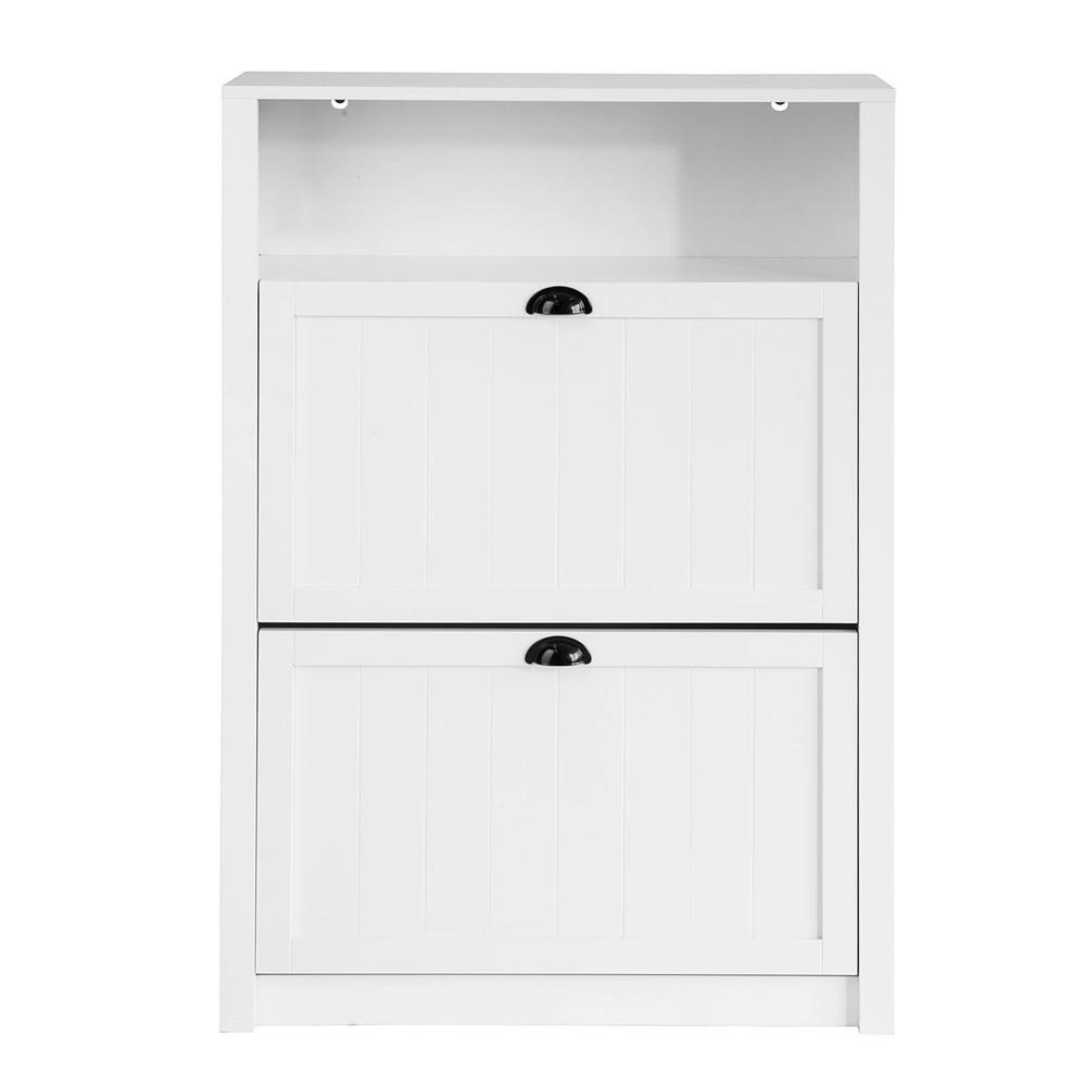 - Meuble de rangement à chaussures effet bois blanc